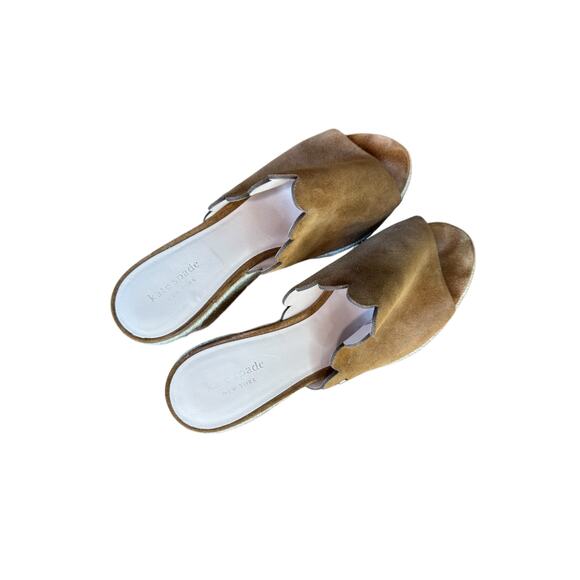 KATE SPADE Tabby Espadrille Wedge Sandals Sz 9.5 EUC $129 MSRP Tan Summer Raffia - Picture 3 of 12